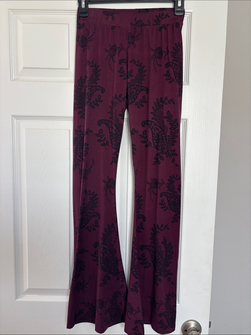 Charlotte Russe Burgundy Wide-Leg Floral Pants